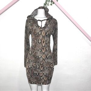 Y2K Going Out Dress Size Animal Print Apple Bottom Small Medium Long Sleeve Mini